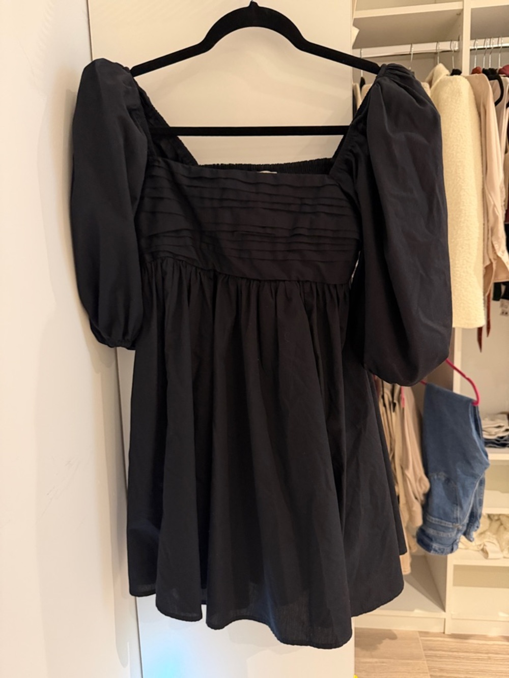 Abercrombie & Fitch Black Puff-Sleeve Mini Dress